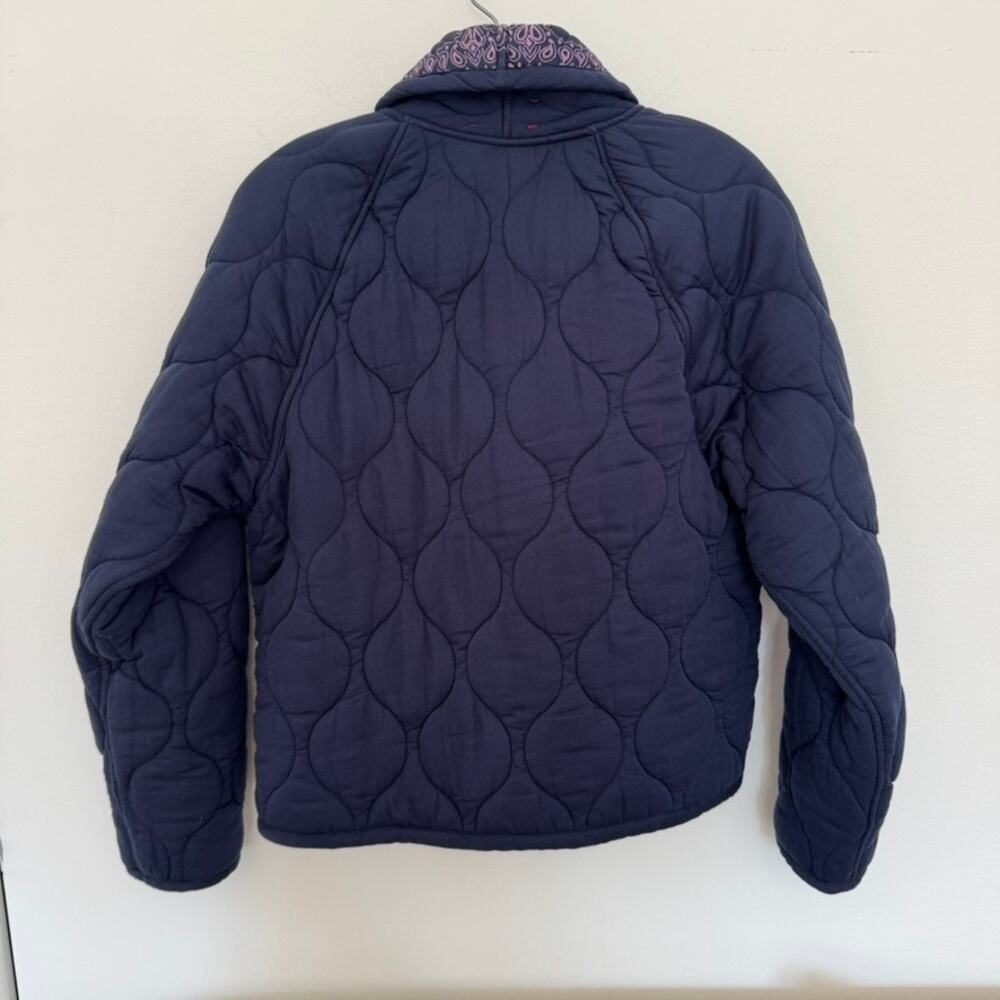 Xirena Harlowe Reversible Quilted 100% Cotton Puffer Jacket Navy Paisley Size S - Picture 4 of 4